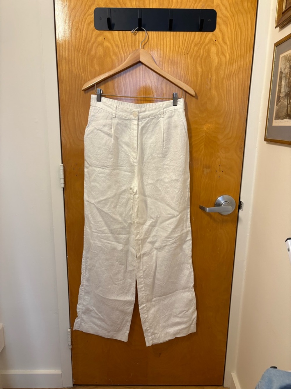 Massimo Dutti white cotton blend pants